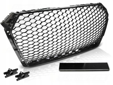 Első hűtőrács AUDI A4 B9 15- FÉNYES FEKETE RS-STYLE