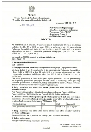 Vállalat DAWID 2 ózongenerátor