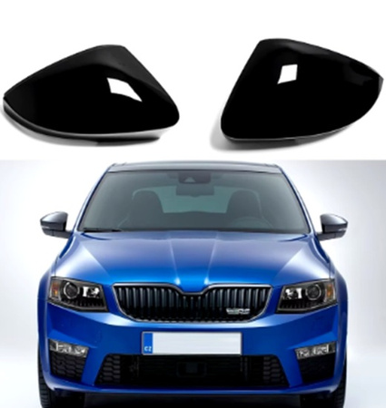 Oldalsó tükörházak Skoda Octavia Mk3 VW T-ROC-hoz fényes fekete
