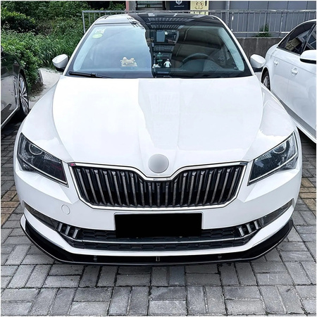SKODA SUPERB MK3 első lökhárító spoiler/szplitter fényes fekete