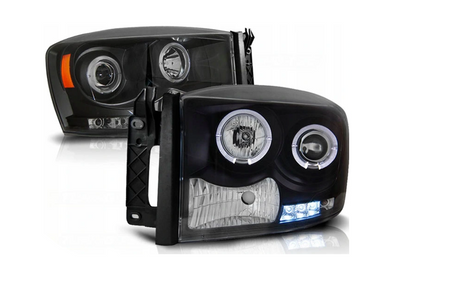 Dodge Ram fényszórók 06-08 Angel Eyes fekete