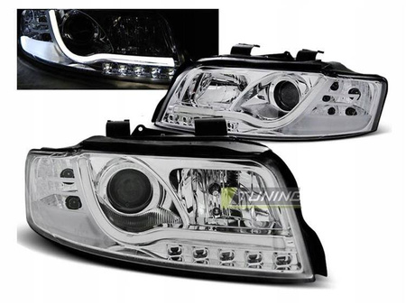 Fényszórók Audi A4 B6 00-04 led cső krómozott