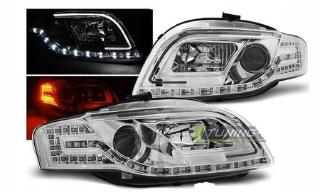 Fényszórók Audi A4 B7 04-08 led cső króm