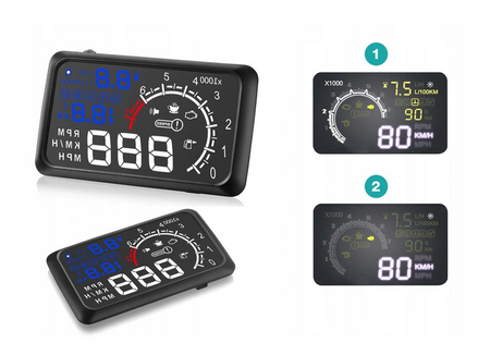 Kijelző kivetítő LED LCD HUD OBD2 5.5 kék