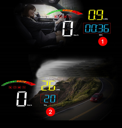 Kijelző projektor LED LCD HUD OBD2 GPS C800