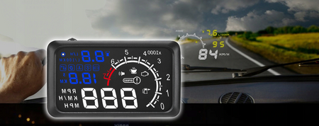 Kijelző kivetítő LED LCD HUD OBD2 5.5 kék