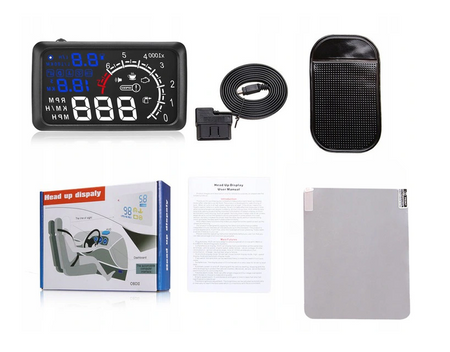 Kijelző kivetítő LED LCD HUD OBD2 5.5 kék