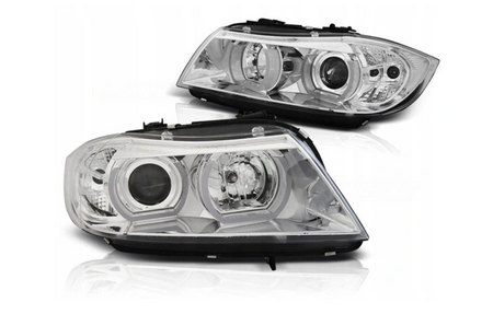 Lámpák Bmw E90/e91 05-08 krómozott gyűrűk Led 3d Xenon