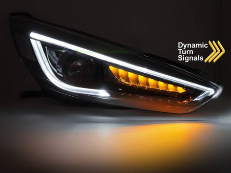 Első lámpák Ford Focus MK3 14-18 fekete LED-hez