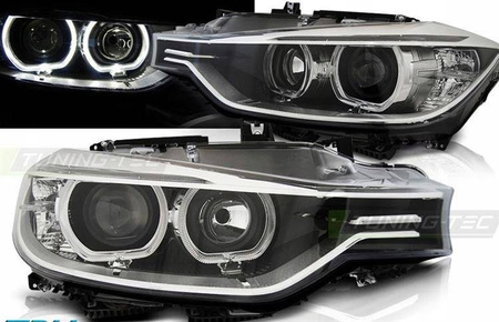 Fényszórók BMW F30 F31 Angel Eyes LED Fekete LED Fekete