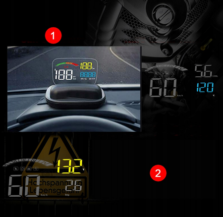 Kijelző projektor LED LCD HUD OBD2 GPS C800