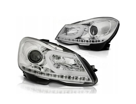 Fényszórók Mercedes W204 11-14 CHROME LED