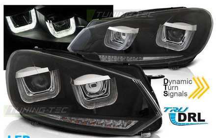 Lámpák vw golf 6 vi 08-12 u-típusú fekete drl dts led