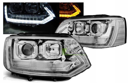 Lámpák Vw T5 10-15 led cső króm T6 megjelenés drl lift