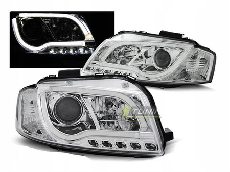 Fényszórók Audi A3 8p 03-08 led cső króm