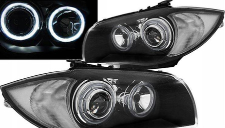 Fényszórók BMW E87 E81 04-11 Led gyűrűslámpák Fekete