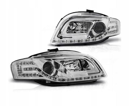 Fényszórók Audi A4 B7 04-08 led cső króm