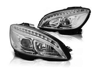 Lámpák Mercedes W204 C-osztály 07-10 króm Led Dts