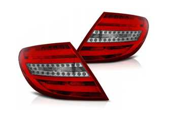 Lámpák Mercedes W204 szedán 07-10 piros fehér led sáv