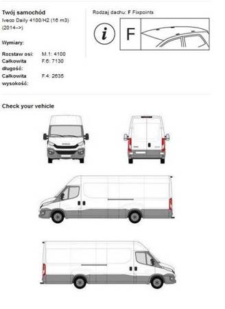 Iveco Daily 4100 H2 16M tetőcsomagtartó platform