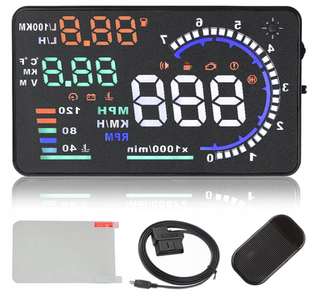 Kijelző projektor LED LCD HUD OBD2 5.5 CLOCKS