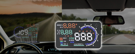 Kijelző projektor LED LCD HUD OBD2 5.5 CLOCKS