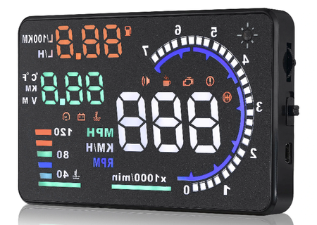 Kijelző projektor LED LCD HUD OBD2 5.5 CLOCKS