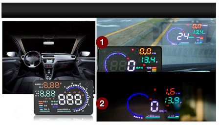 Kijelző projektor LED LCD HUD OBD2 5.5 CLOCKS