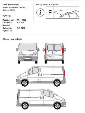 Platform tetőcsomagtartó Opel Vivaro L1H1 01-14