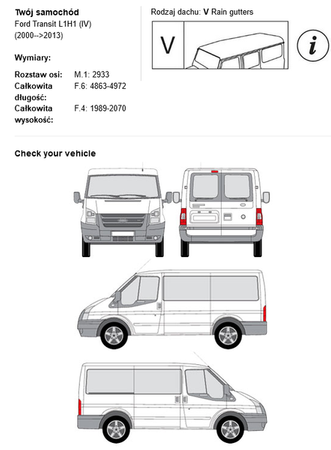 Tetőcsomagtartó platform Ford Transit L1H1 2000-2013r