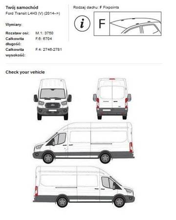 Tetőplatform csomagtartó Ford Transit L4H3 2014->-től