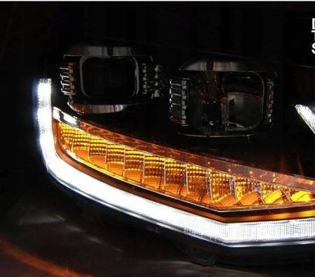 Vw T6 15- fekete csöves led drl dts fényszórók